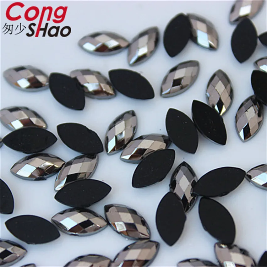 Cong Shao 500pcs 5*10mm Colorful Horse eye flatback Acrylic rhinestone trim stones and crystals DIY Decoration Accessories YB320