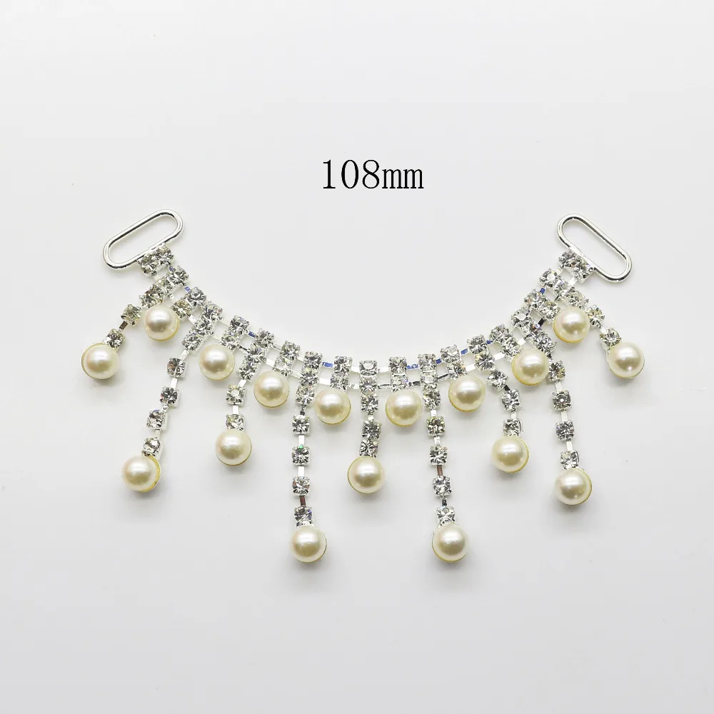 Hot sale 2pc 108MM pearl Rhinestone bikini connectors buckle/ shoes clothing decoration buckle beachwear bikini connector