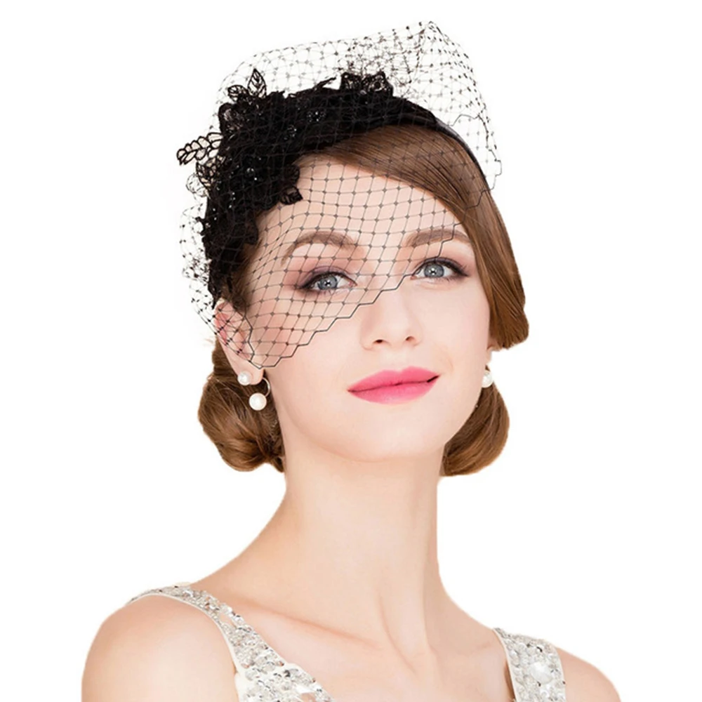 FS Black White Vintage Fascinators Pillbox Hat With Veil Ladies Summer Royal Wedding Church Hats For Women Elegant Chapeu Fedora