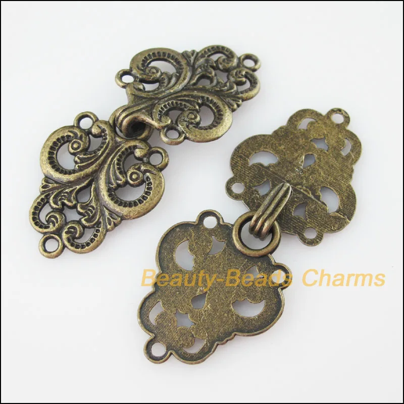 4 novos conectores colar nuvens coração flor alternar fechos bronze antiquado