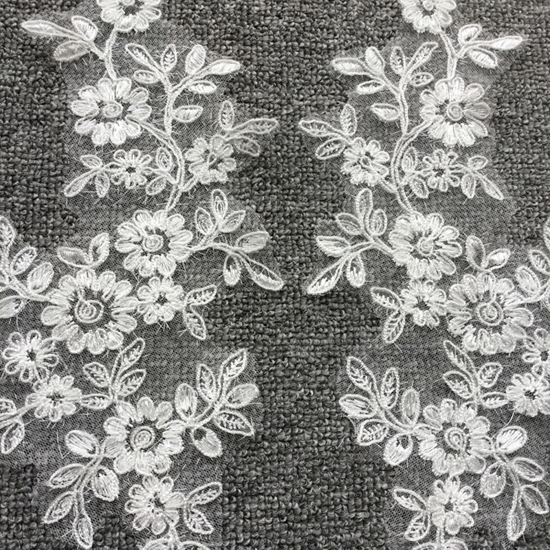 Embroidered Lace Applique, Lace Trim Dress, DIY Accessories, Hot Sale, Off White, 3 Pair, 6 Pieces, 31.5*12.5cm