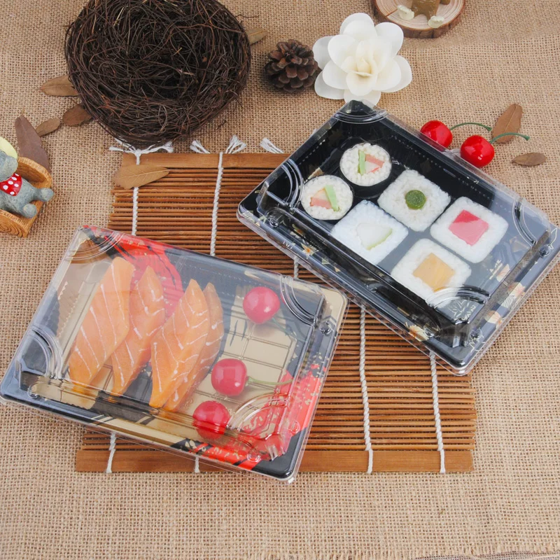 20pcs Sushi box fruit salad Salmon sashimi package box fruit salad Plastic food packaging Cake biscuits