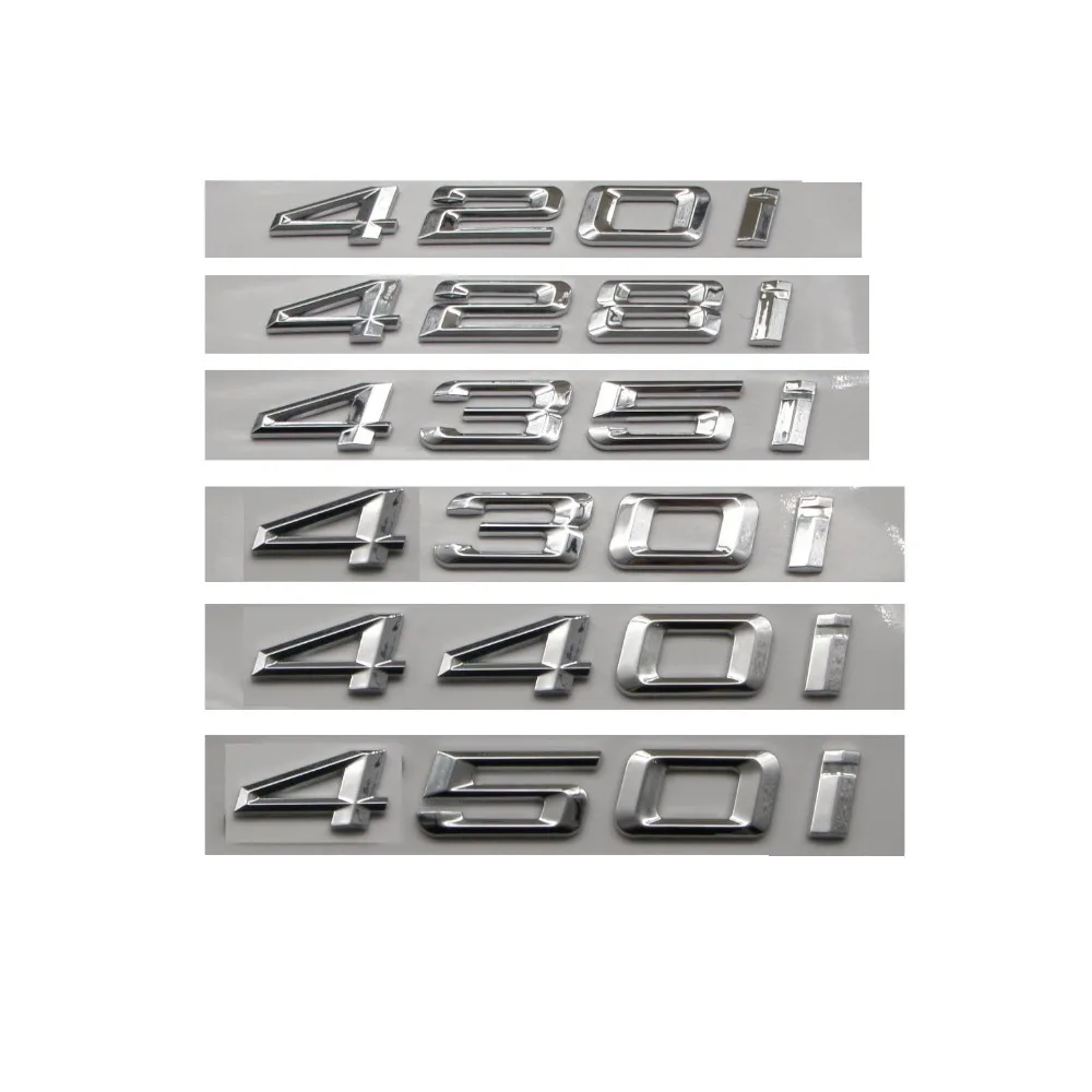 

Shiny Chrome Silver ABS Number Letters Car Trunk Badge Emblems Sticker for BMW 4 Series 420i 428i 435i 430i 440i 450i 460i