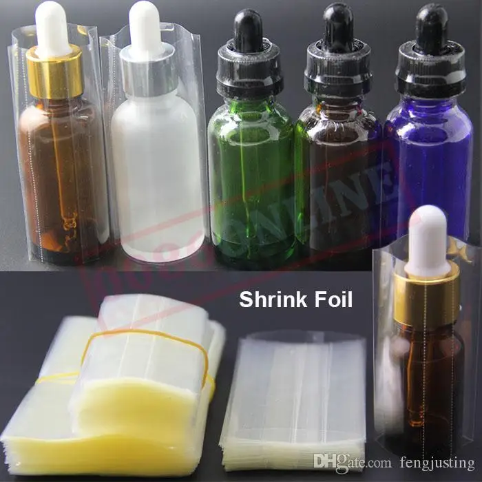 PVC Heat Shrink wrap film for 30ml E-liquid Glass dropper Bottles shrink sleeve seals for 10ml 20ml 30ml glass e-juice bottles