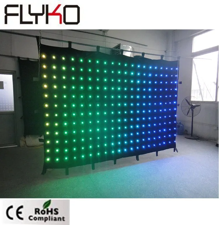 LED color changing curtain light P15 charming and cost-effect LED stage video cloth 2m high by 3m width