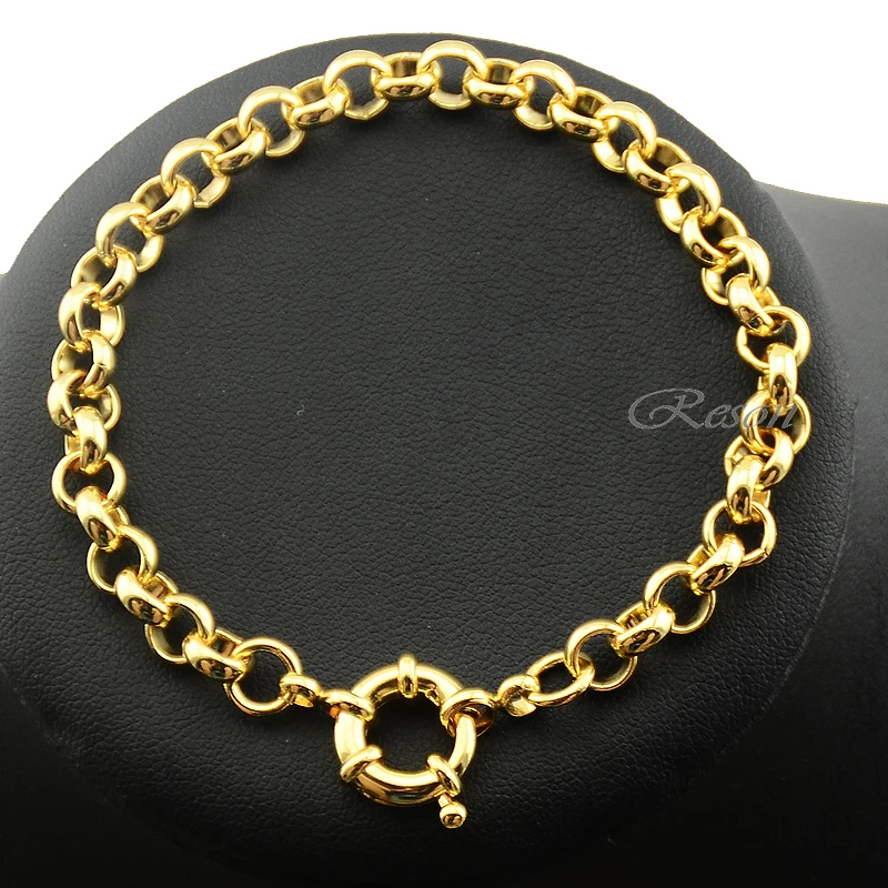 6mm Wide Men Women Rolo Set Jewelry Gold Color Link Chain Necklace Bracelet Set Sailor