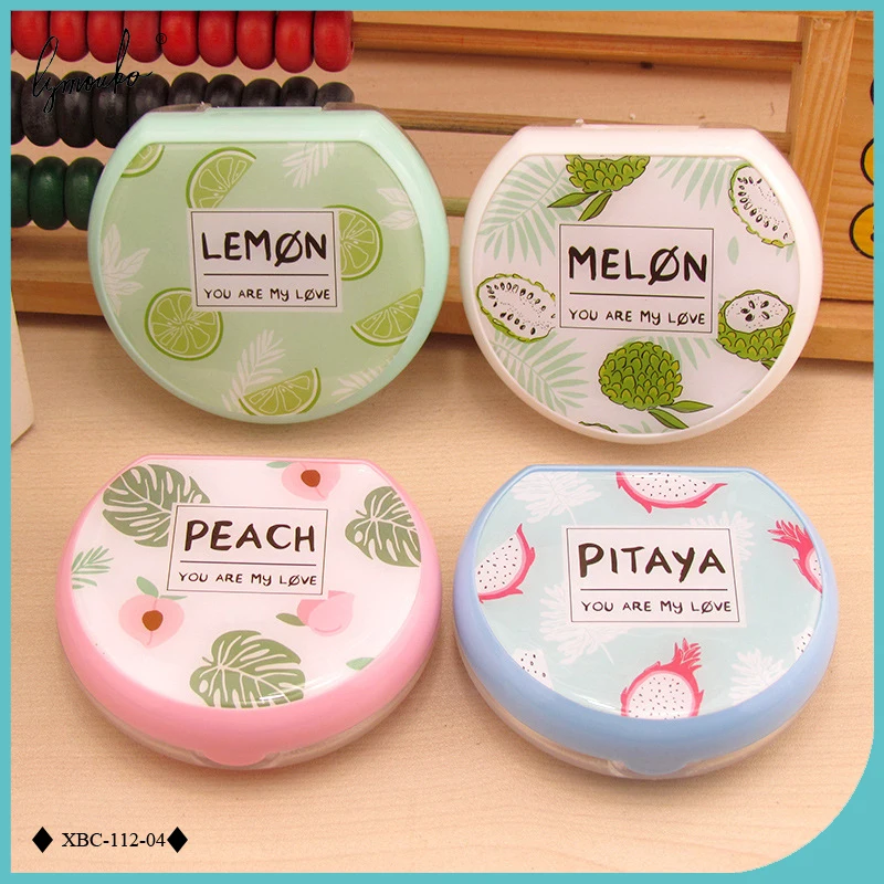 Lymouko New Style Sector Fresh Fruit Patterns with Mirror Contact Lens Case for Gift Contact Lenses Box Eyewear Accessories