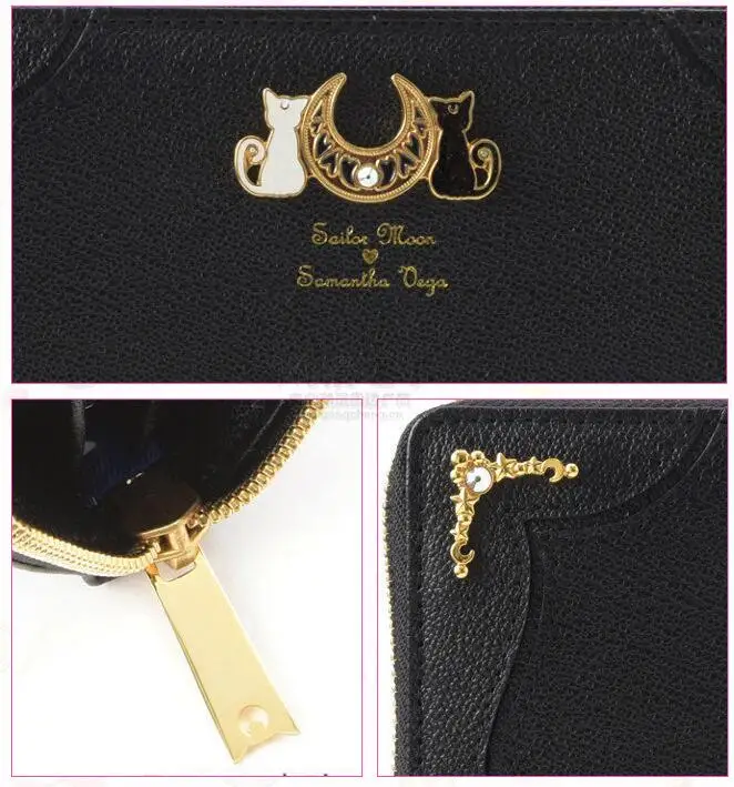 1 piece Wallet Lady long Wallet Purse Female Black White Color Cat PU Leather for Coin Card Clutch