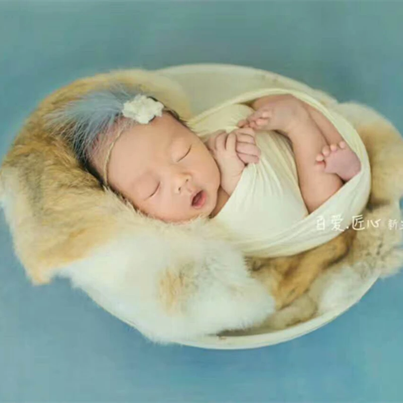 Vintage Wooden Bowl Newborn Photography Props Baby Carved Posing Bowl Photo Props