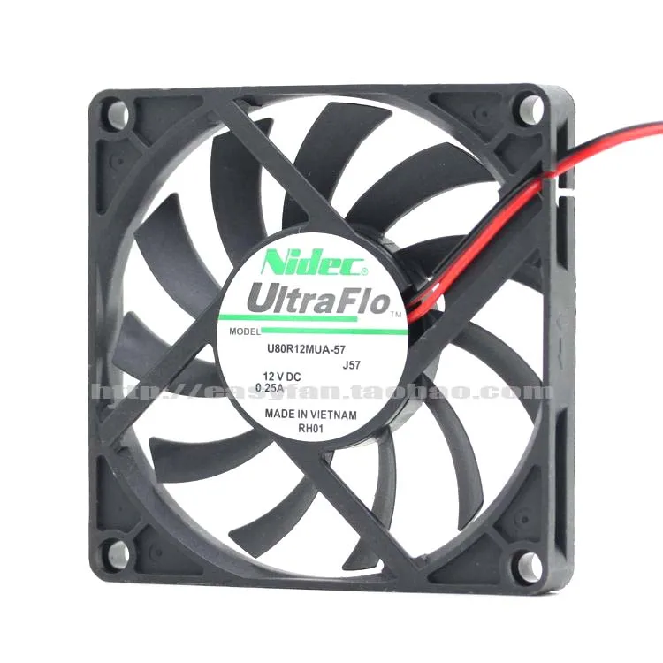 

Nidec U80R12MUA-57 J57 DC 12V 0.25A 80x80x10mm Server Cooling Fan