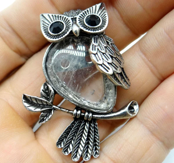 Natural stone mix tiger eye lapis lazuli Turquoises  animal Owl Archaize silver brooch Pendant  for diy Jewelry making 1pcs  A21