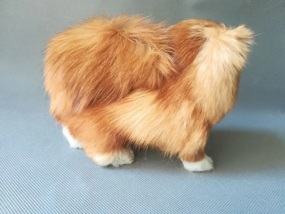 simulation dog plastic& furry furs brown pekingese model about 16x14cm, home decoration toy gift w1871