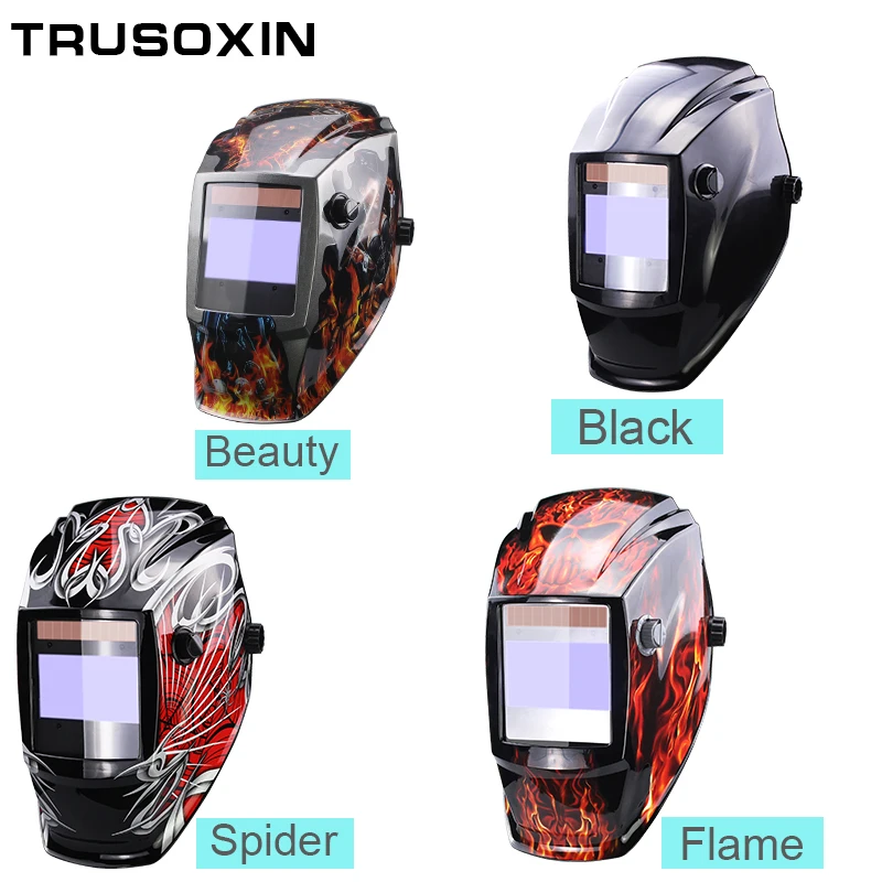 Pro Rechangeable Battery 4 Arc Sensor Solar Auto Darken/Shading Grinding Tig Arc Big View True colorWelding helmet/Welder Goggle