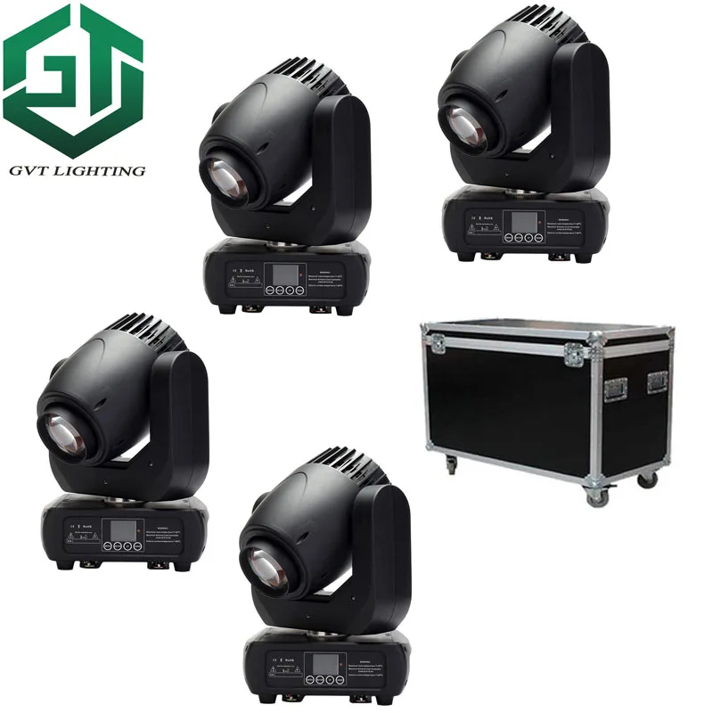 4pcs/lot flightcase packing 150W Gobo LED Moving Head Beam Wash Spot Lights 2 Gobo Wheels 3 Facet Prism for Dj DMX Disco Stage