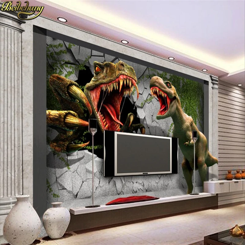 beibehang papel de parede 3D Eerie haunted house horror large mural Room Escape 3D wall papers home decor dinosaur wallpaper