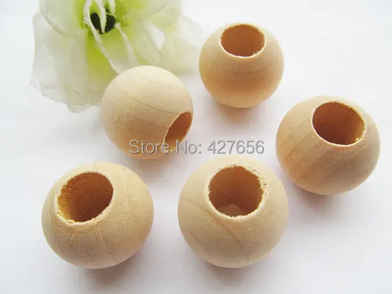 100pcs 20mm Unfinished Barrel Ball Natural Wood Spacer Beads Charm Finding,Middle Large Hole ,DIY Accessory Jewellry Making