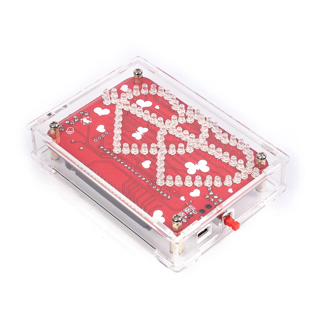 DIY LED Electronic Kit Heart Love Music LED Flashing Light Valentine\'s Gift Soldering Practice 15 Animation Running Water Light