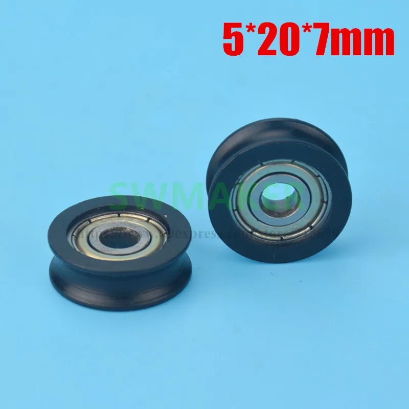 

1pcs 5*20*7mm M6*20*7mm groove U type wheel, embedded 625ZZ, rubber bearing pulley for drawer / instrument equipment /3d printer