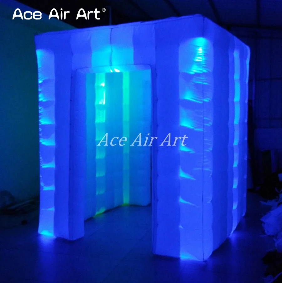 

Inflatable Photo Booth Tent with Brightest Colorful Full Glow Lights, 2 Doors Wonderful Cube, Factory Directly