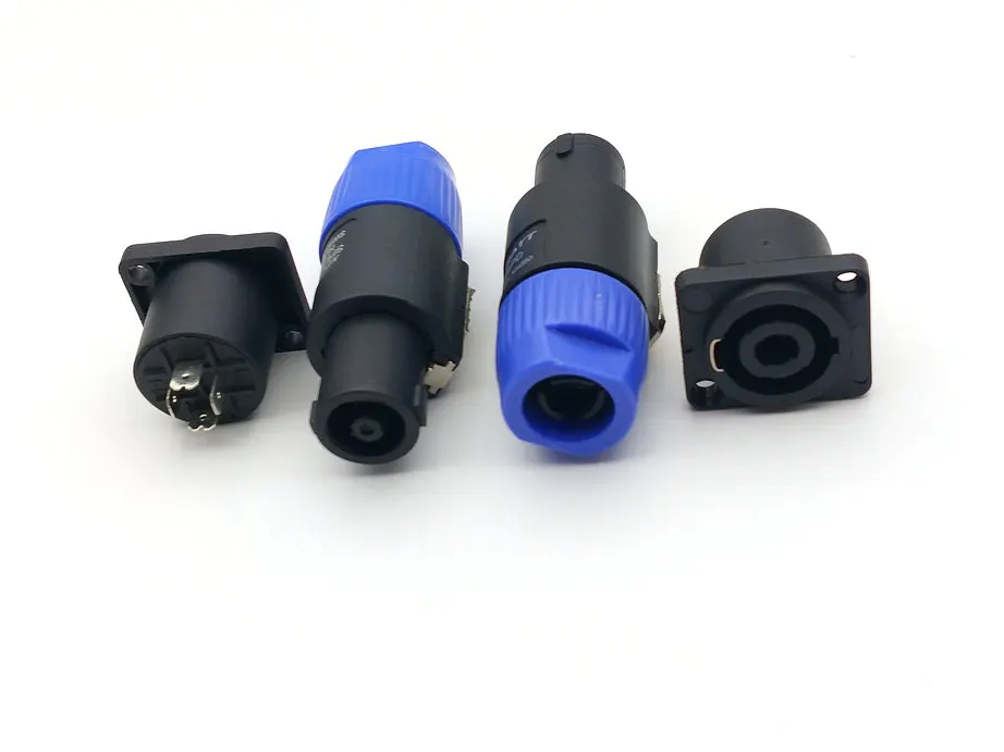 1 SET blue (1 PCS Speakon 4 Pin Male Plug +1 pcs  female) Compatible Audio Cable adapter