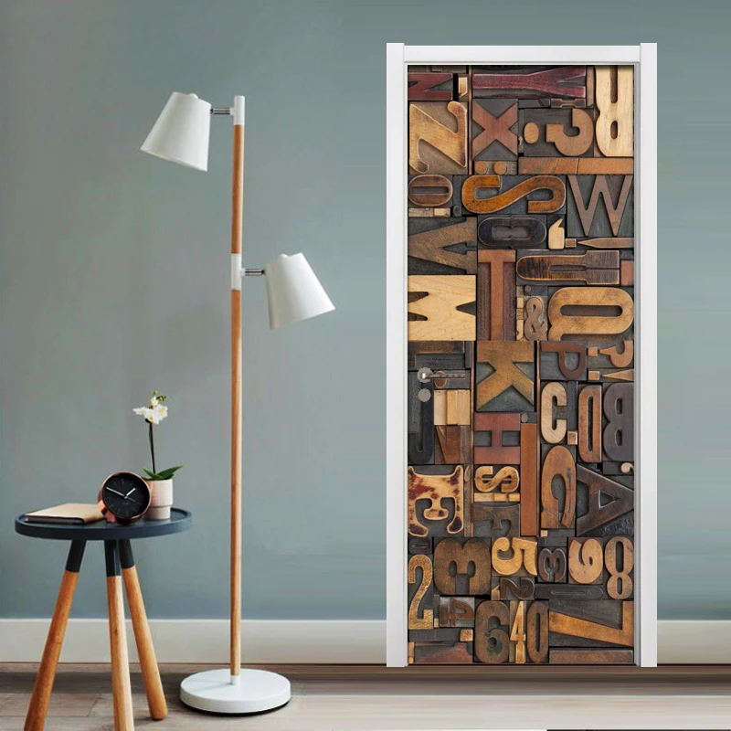 

3D DIY Self-adhesive Door Stickers Waterproof Creative Letter Dorm Room PVC Poster Door Mural Removable Art Vinyl Wallpaper Roll