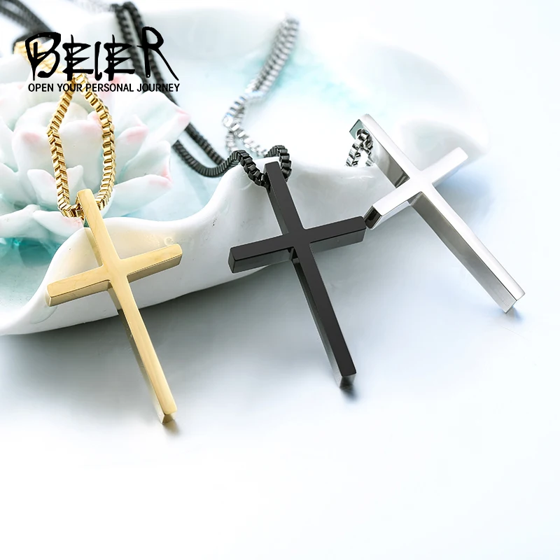 Beier new fashion Gothic Style Cross Pendant For Man And Woman Stainless Steel Personality Charm Jewelry BP8-241