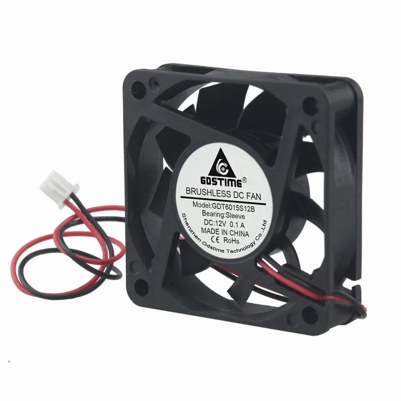 Gdstime 2 Pcs 12V 6cm 60x60x15mm Computer Case Brushless DC Cooling Fan 60mm x 15mm Small Cooler Radiator 6015 0.1A