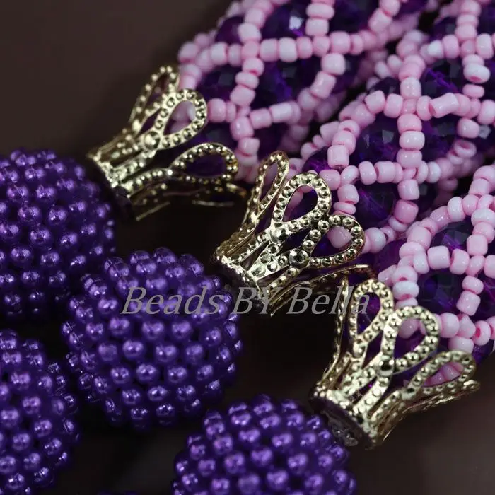 Wholelsale Nigerian Wedding Beads Bridal Jewelry Set Statement Necklace Purple Crystal African Jewelry Sets Free Shipping ABL177