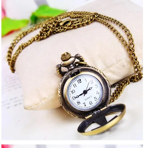 New Bronze antiques fashion cross Hollow quartz Good quality steampunk Necklace pocket watch