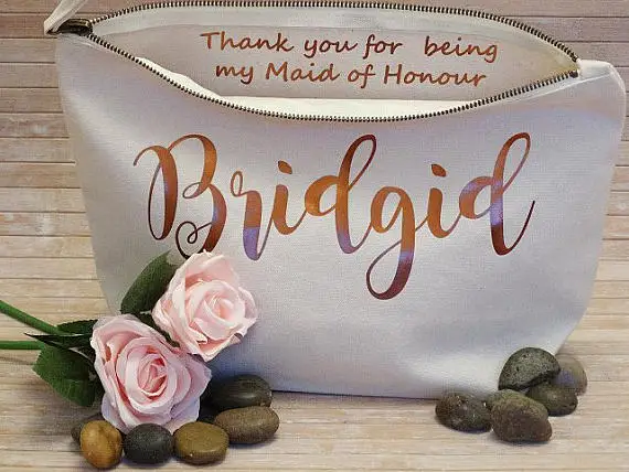 customize wedding bride Bridesmaid maid of honour Makeup Gift Make Up comestic Bags kits pouches flower girl birthday gifts