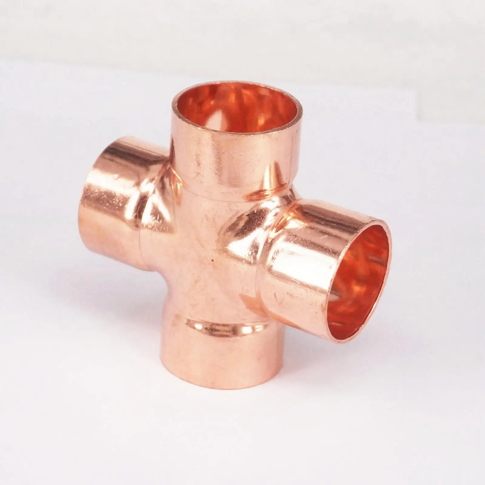 Inner Diameter 35x1.3mm Copper End Feed Cross 4 Ways Pipe Adapter Air Conditioner Refrigeration