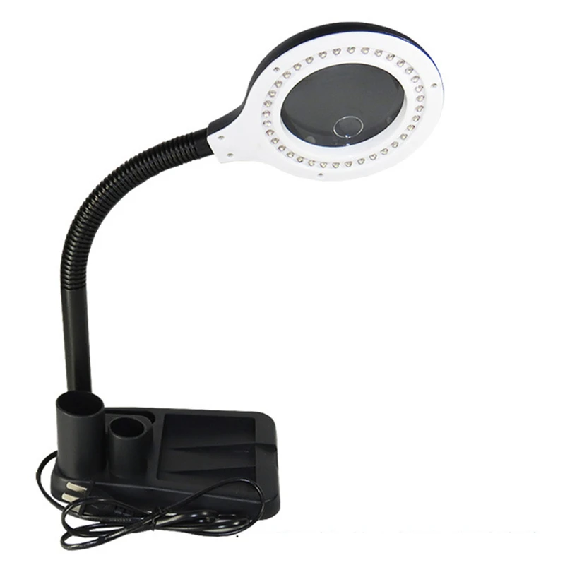 

Multi-function Magnifying Crafts Glass Desk LED Lamp 5X &10X Magnifier+40 LED Light+Desktop Loupe Repair Tools tool box stand
