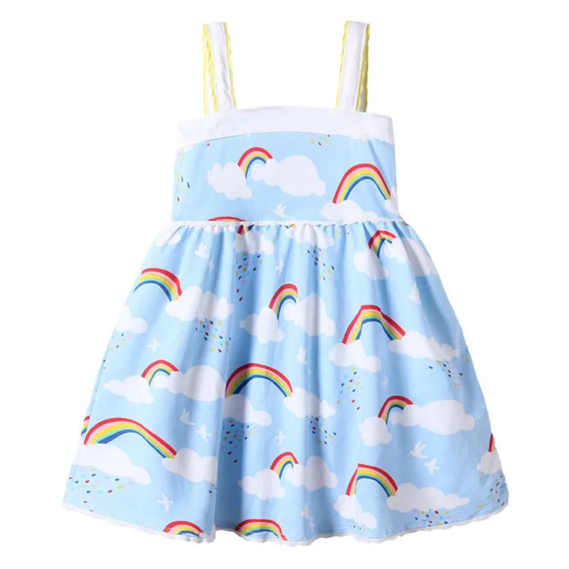 Sling bambini delle ragazze abiti Arcobaleno Copertura di Stampa Del Bambino di Estate Delle Ragazze Abito Senza Maniche In Cotone Per Bambini di Abbigliamento di Moda abito per 3-12T