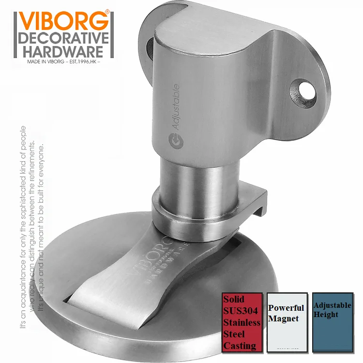 VIBORG Deluxe SUS304 Stainless Steel Casting Adjustable Floor-mounted Magnetic Magnet Door Stopper Door Stops Doorstop RS-40F