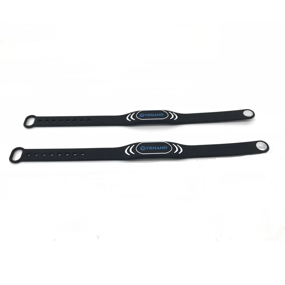 2pcs 13.56Mhz Rfid Wristbands  Adjustable Rubber RFID IC Card Black Smart Wristbands Bracelets for rfid door locks