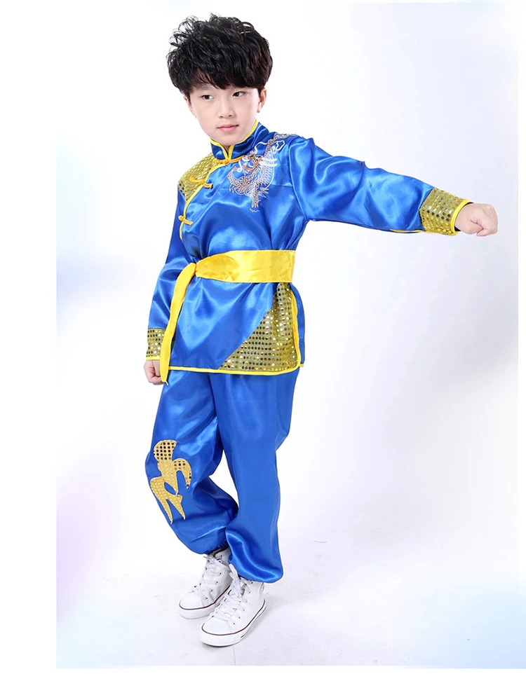 chinese costume red Children Traditional Wushu Uniform Suit for Kids kung fu girls clothes boy dance Boys Girls Performance Set