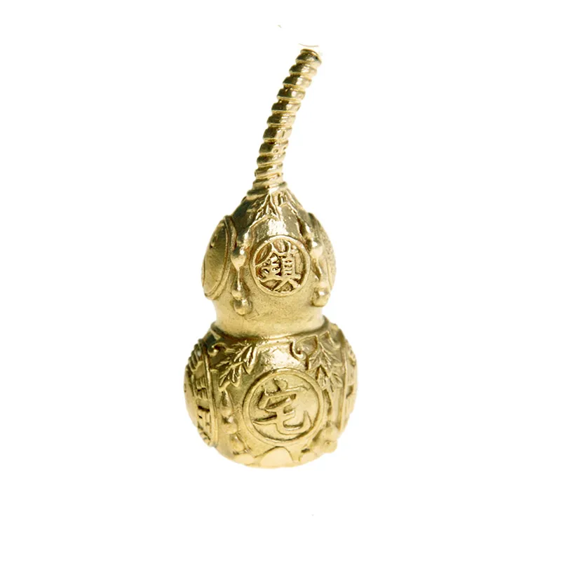 7cm Chinese Feng shui Wu Lou Hu Lu miniaturas Copper Gourd Amulet Brass Copper Antique Home Decoration Accessories Vintage