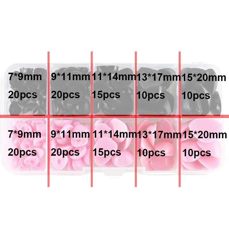 150pcs Flat Noses Black Brown Pink Triangle Safety Nose Plastic for Teddy Bear Dolls Nose Amigurumi Making Accessories Toy Nose