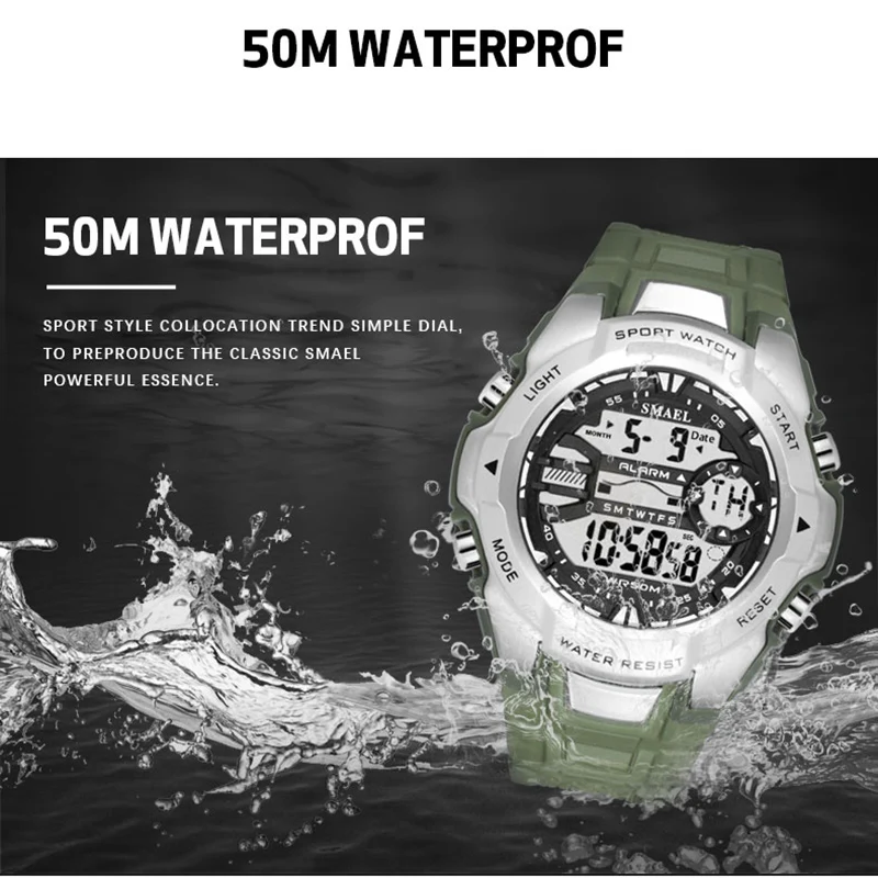 Digital Wristwatches Military SMAEL Cool S Shock Relojes Hombre Casual LED Clock Watch Men Big Dial1340 Sport Watches Waterproof