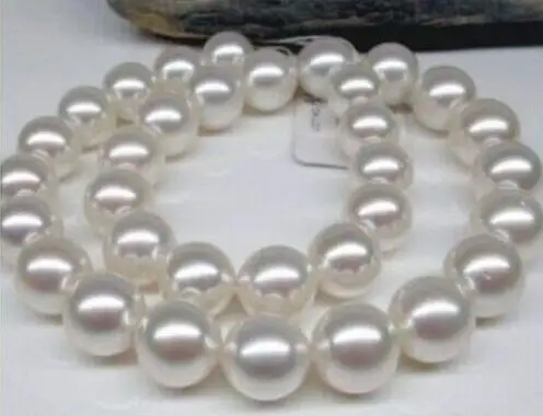 

free shipping 11-10MM SOUTH SEA WHITE PEARL NECKLACE 14K