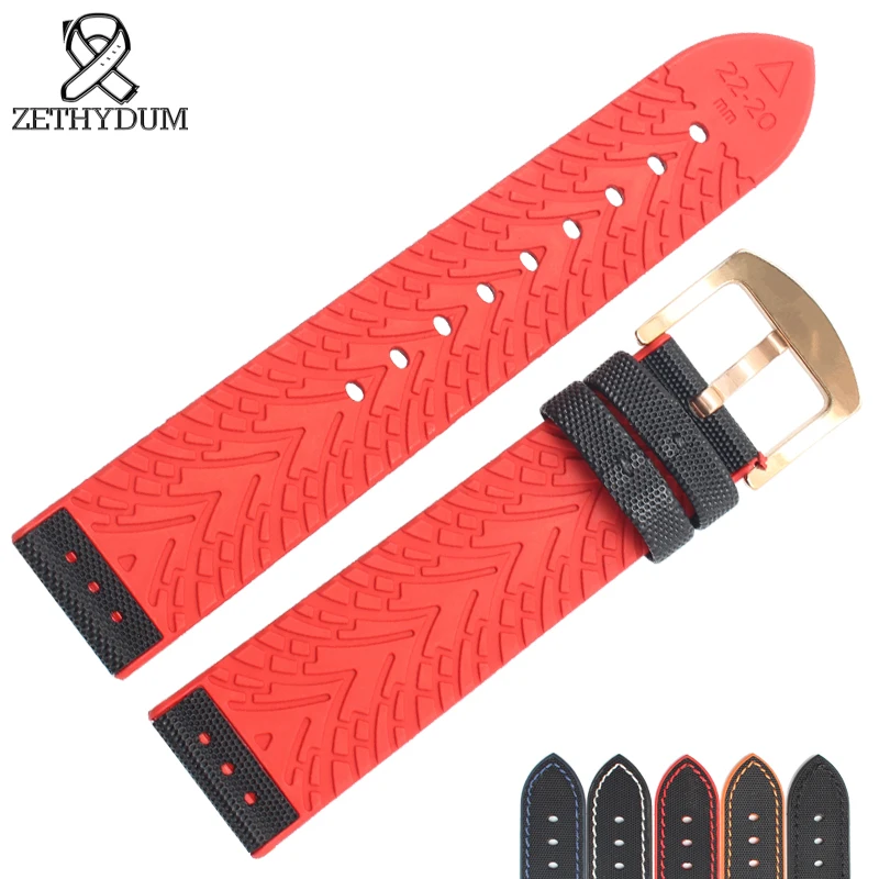 perlon watch strap 18mm 20mm 22mm 24mm waterproof silicone bottom watchband nylon watch band stitched belt