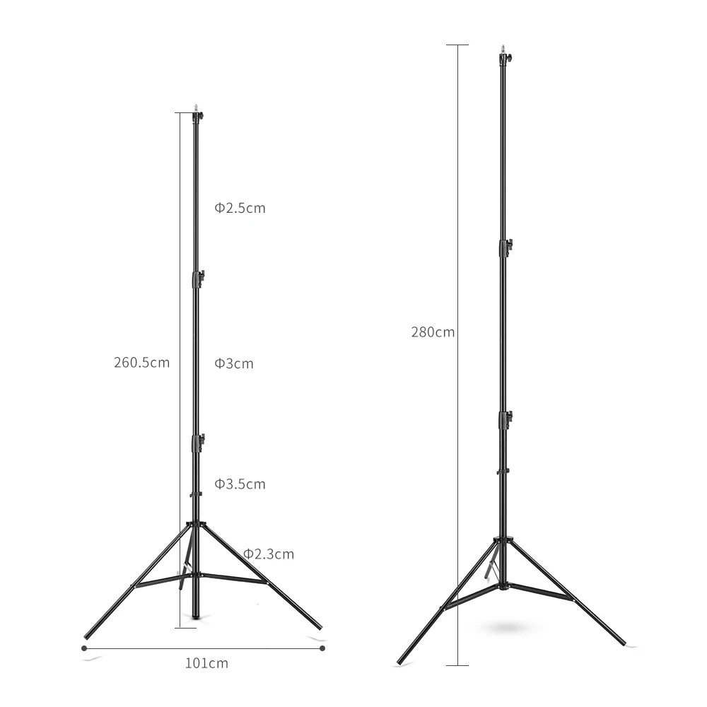 New 2.8 Meter / 9 ft Heavy Duty Impact Air Cushioned Video Studio Light Stand,Telescopic Support in the Middle,More Stable