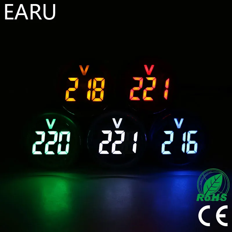 DIY Mini Digitale Voltmeter 22mm Ronde AC 12-500V Volt Voltage Tester Meter Monitor Power LED Indicator pilot Lamp Licht Display