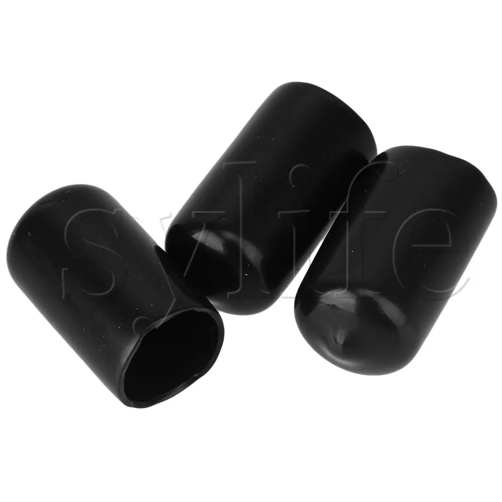 10pcs Soft Rubber Round Caps Screw Thread Protector Black Insulating Sleeve 14mm