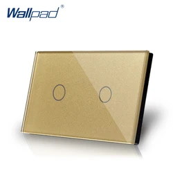 2 Gang 2 Way US/AU Standard Wallpad Touch Screen Light Switch Gold Crystal Glass Touch Double Control Smart Wall Switch 2 Gang