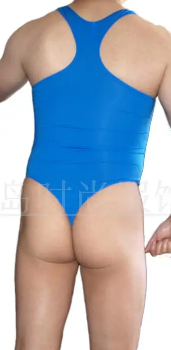 Mens bodysuit Thong Leotard Nylon spandex High Cut Race Back G3282 silky soft