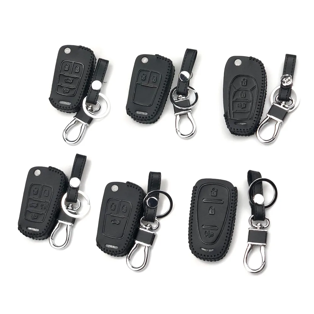 Leather Remote Key Case Shell Keychain For Chevrolet Cruze Captiva Matiz TRAX Aveo Sonic Lova Sail EQUINOX Impala Suburban Activ