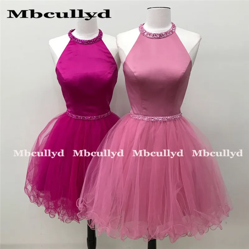 Mbcullyd Glitter คริสตัลสั้นสำเร็จการศึกษาชุดใหม่เซ็กซี่ Backless PUFFY Tulle vestidos de graduacion corto 2020 PARTY Gowns