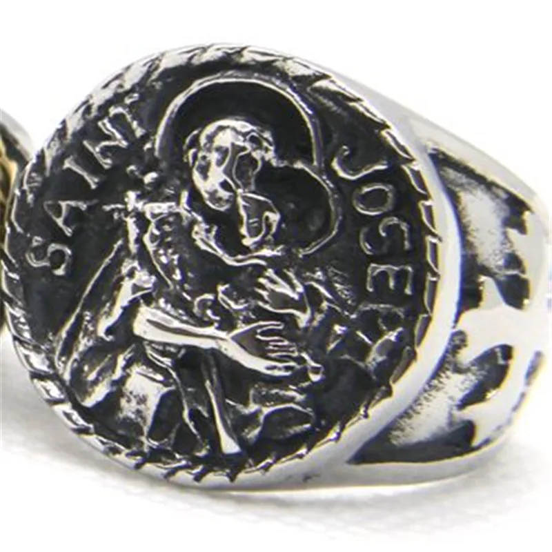 Support Dropship Newest Size 7-14 Saint JOSEPH Cool Ring 316L Stainless Steel Band Party Punk SAINT Ring