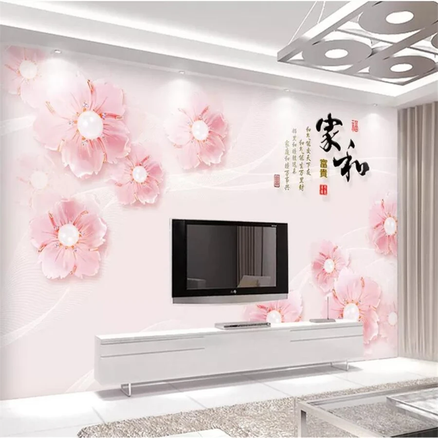 Custom wallpaper 3d stereo photo mural 8D papel de parede jewelry flower home and rich background wall paper decoration painting